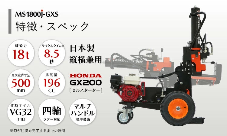 薪割り機 MS1800J-GXS ホンダエンジン 縦横兼用